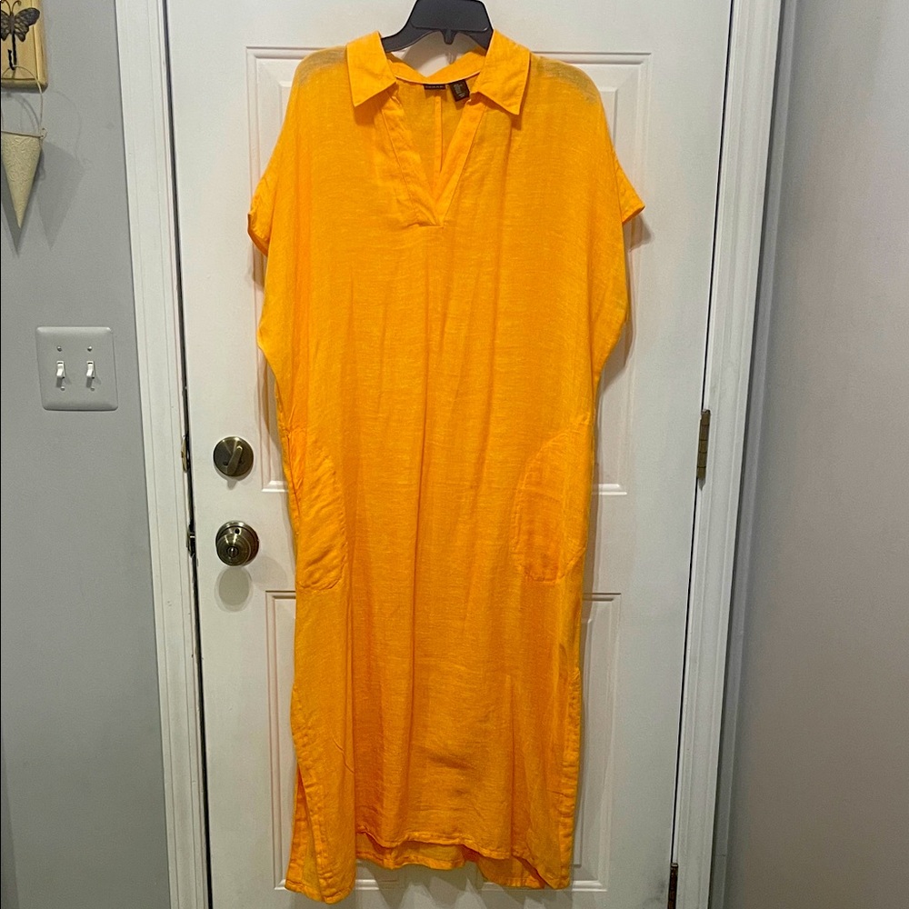 New without tags $58 Tahari Linen Dress Otange/Peach Color Size XL